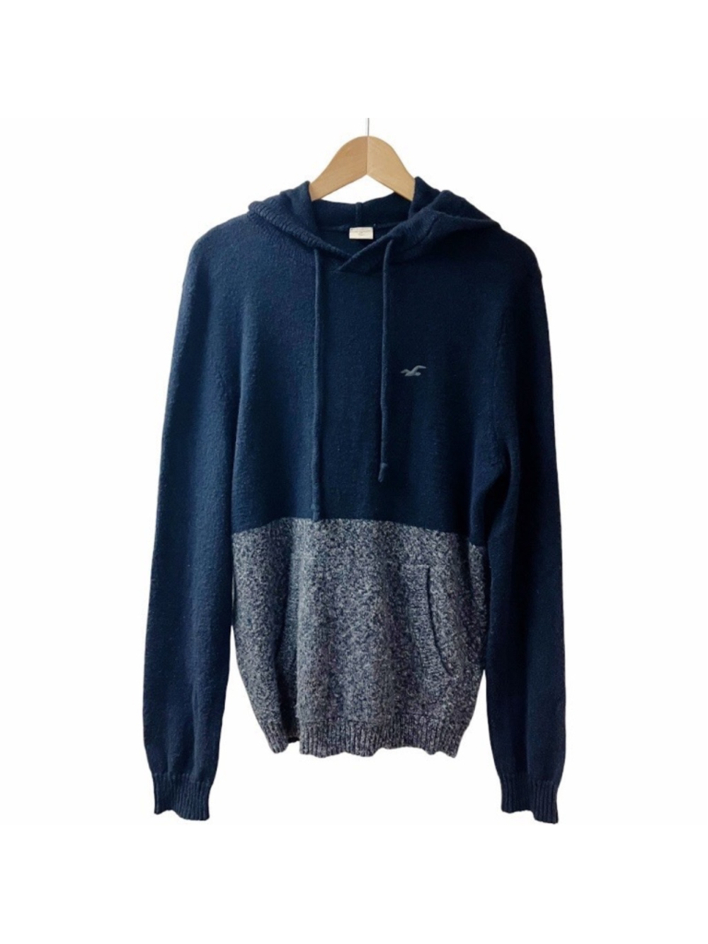 Vtg Y2K Streetwear HOLLISTER Mens Hoodie Sweater MEDIUM Navy Gray Surf style